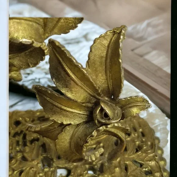 German Ormolu Table Alarm Clock Rare "Florn" Wind Up 24k Gold Gilt Ornate Crest - Picture 11 of 11